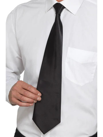 Smiffys Deluxe Black Gangster Tie - NEW