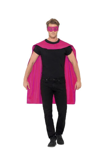 Smiffys Superhero cape & mask set Pink - New
