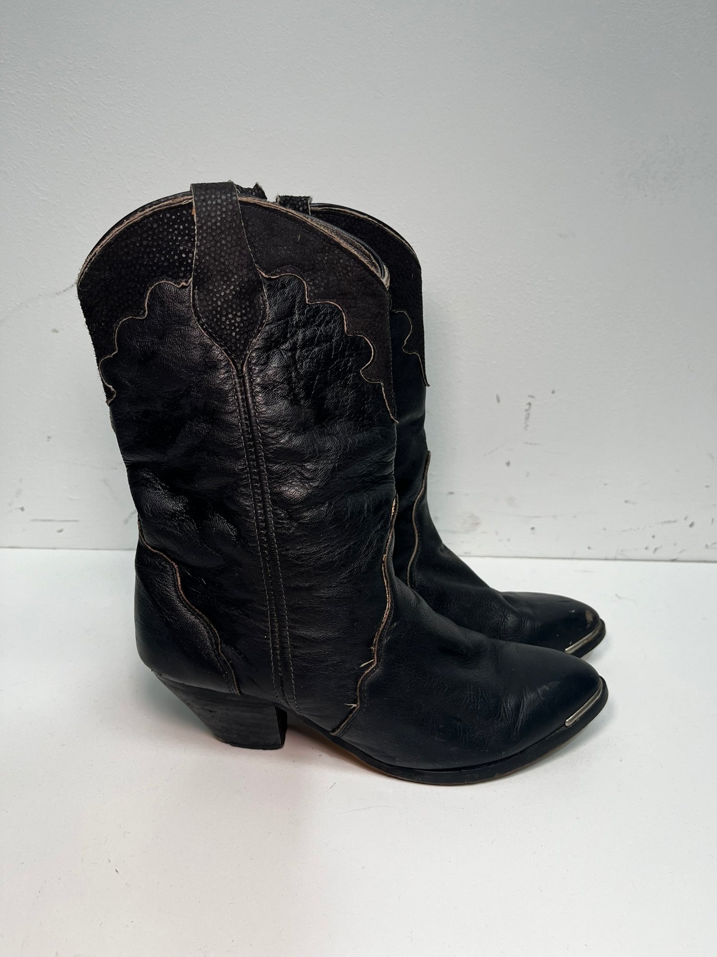 Ladies Black Cowboy Boots Size 3-4 Cowgirl Ex Hire