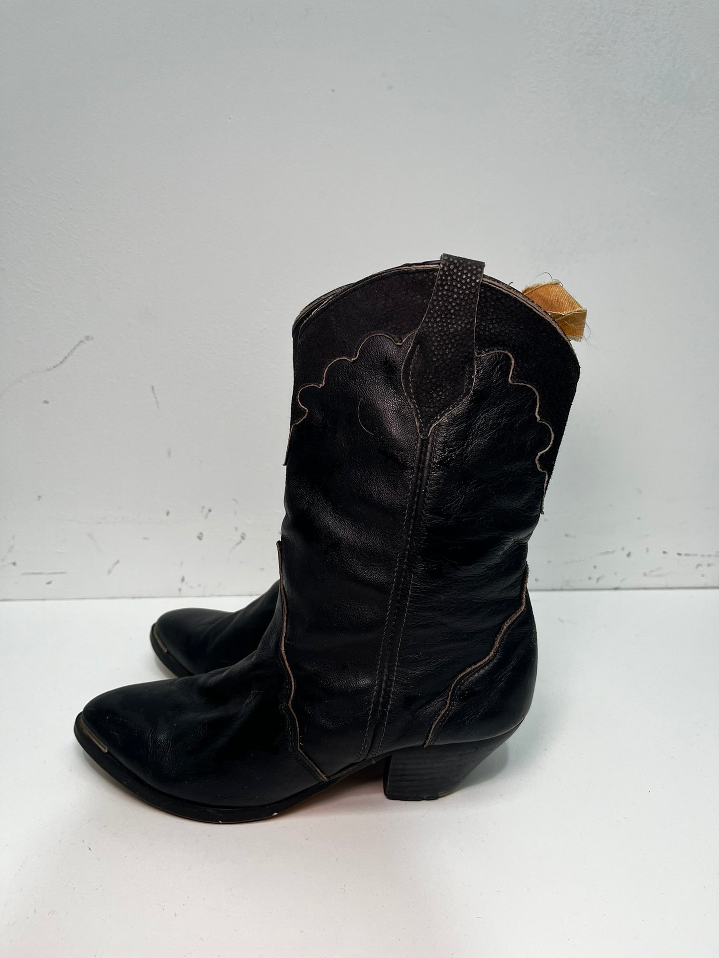 Ladies Black Cowboy Boots Size 3-4 Cowgirl Ex Hire