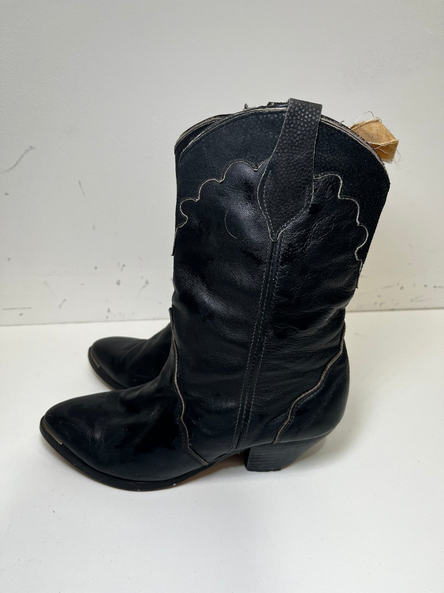 Ladies Black Cowboy Boots Size 3-4 Cowgirl Ex Hire