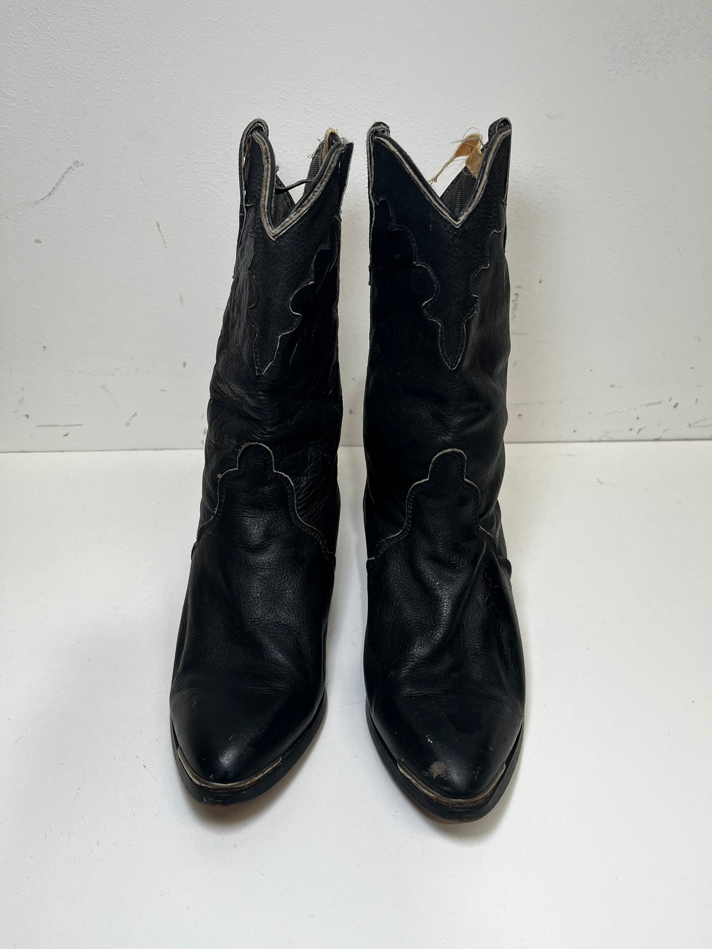 Ladies Black Cowboy Boots Size 3-4 Cowgirl Ex Hire