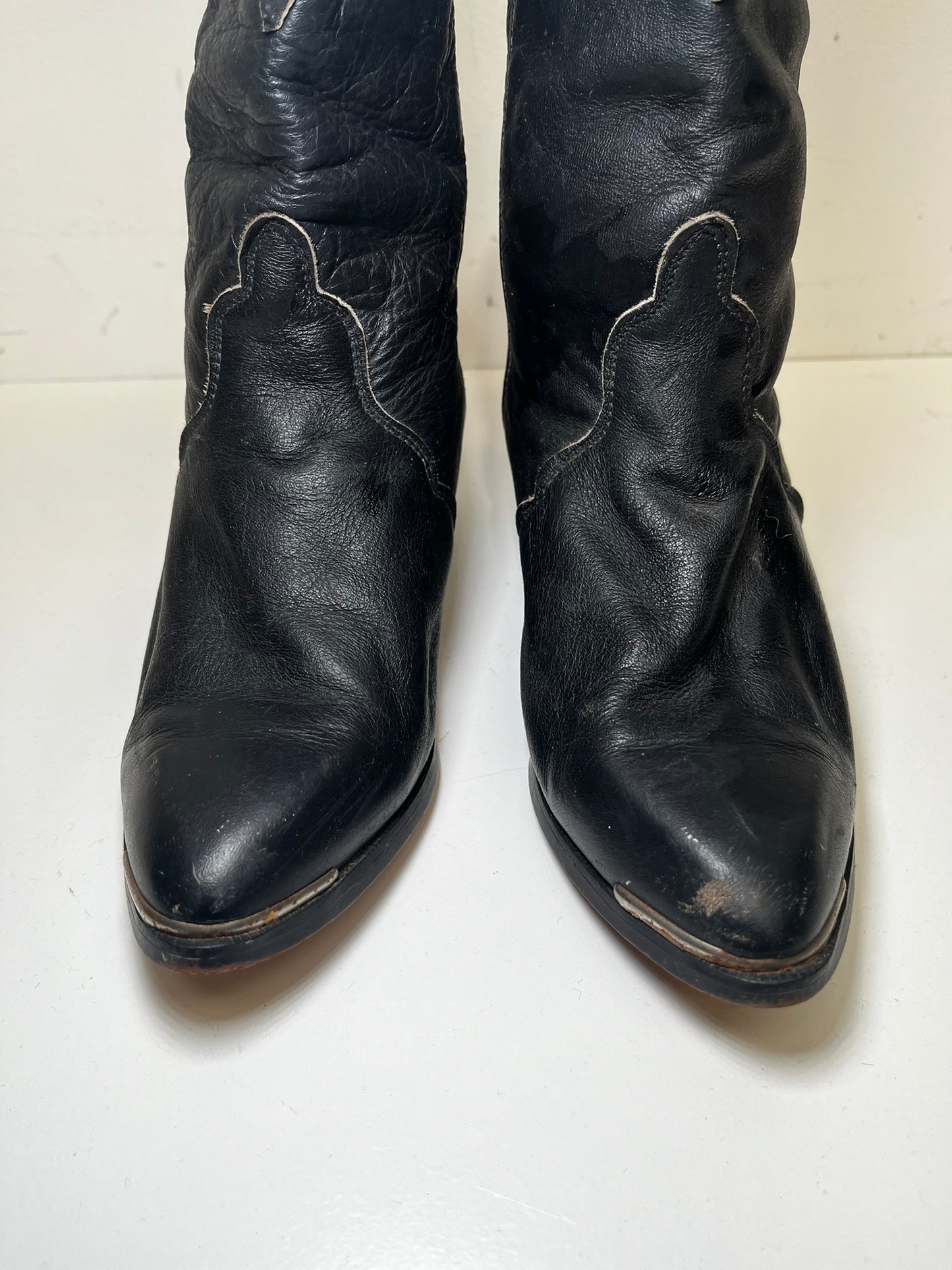 Ladies Black Cowboy Boots Size 3-4 Cowgirl Ex Hire