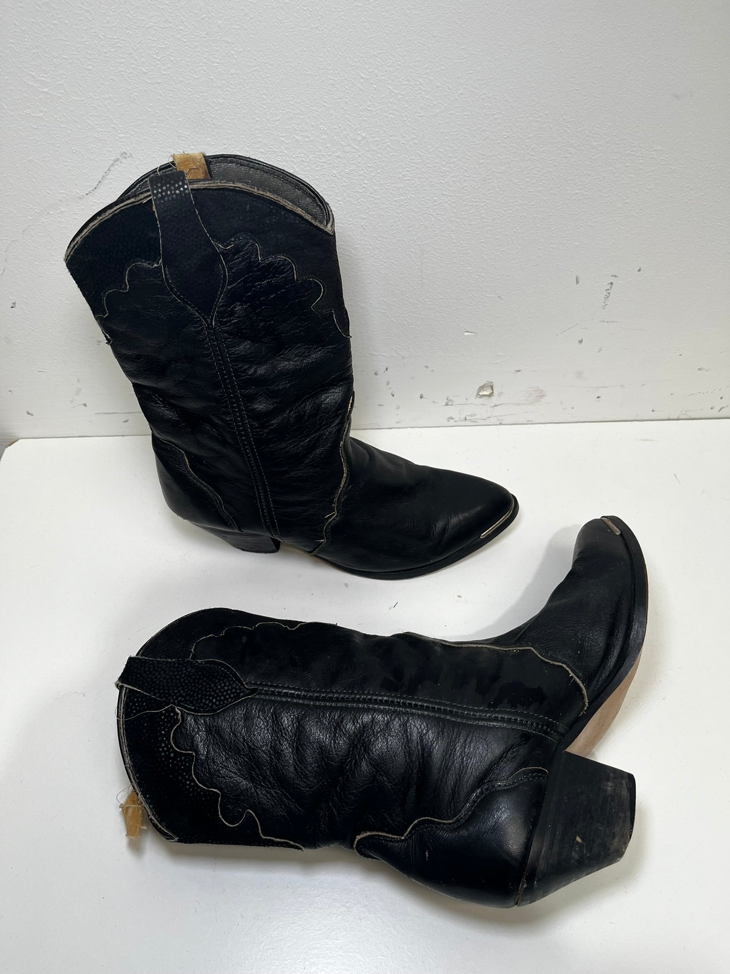 Ladies Black Cowboy Boots Size 3-4 Cowgirl Ex Hire