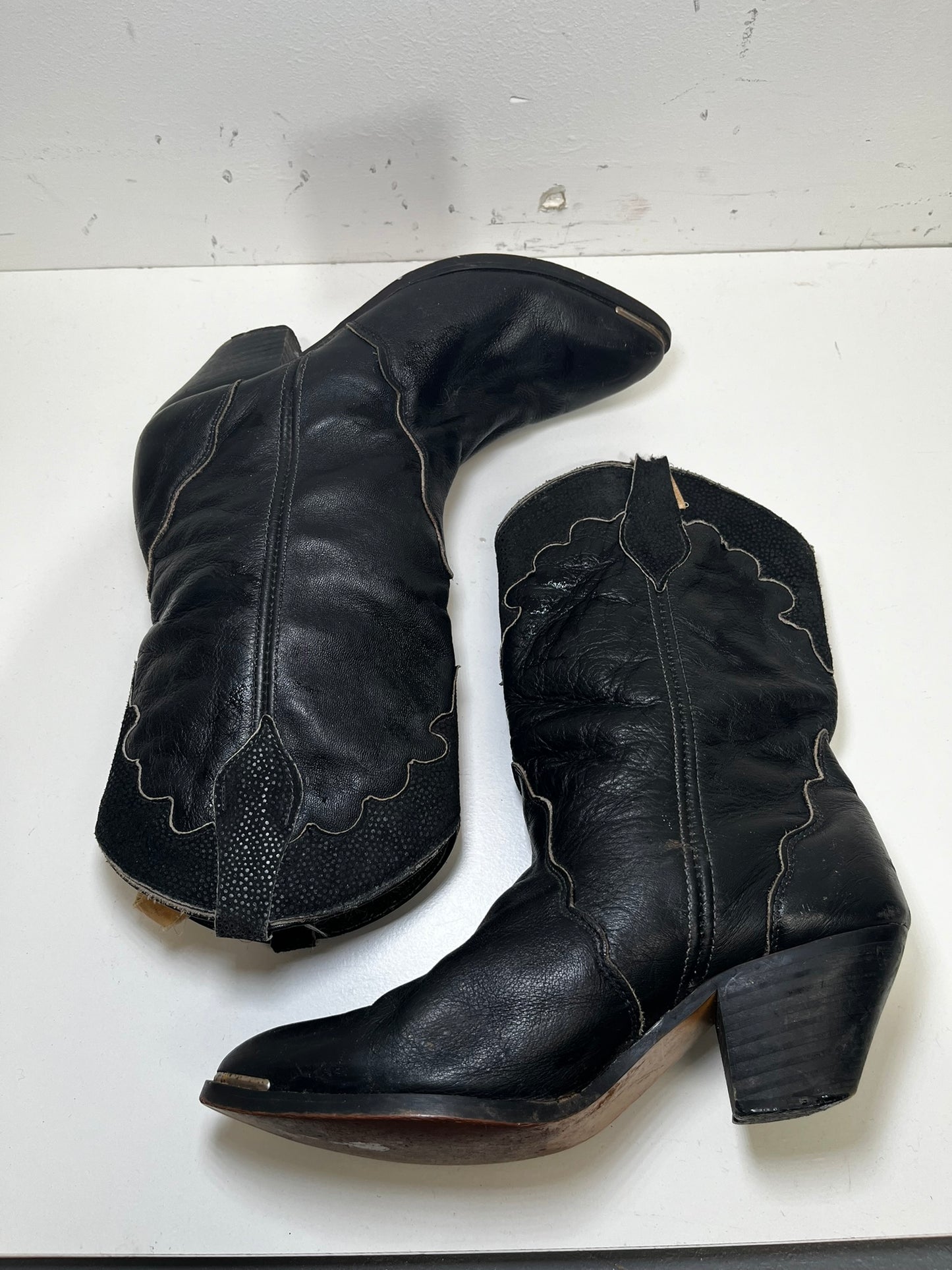 Ladies Black Cowboy Boots Size 3-4 Cowgirl Ex Hire