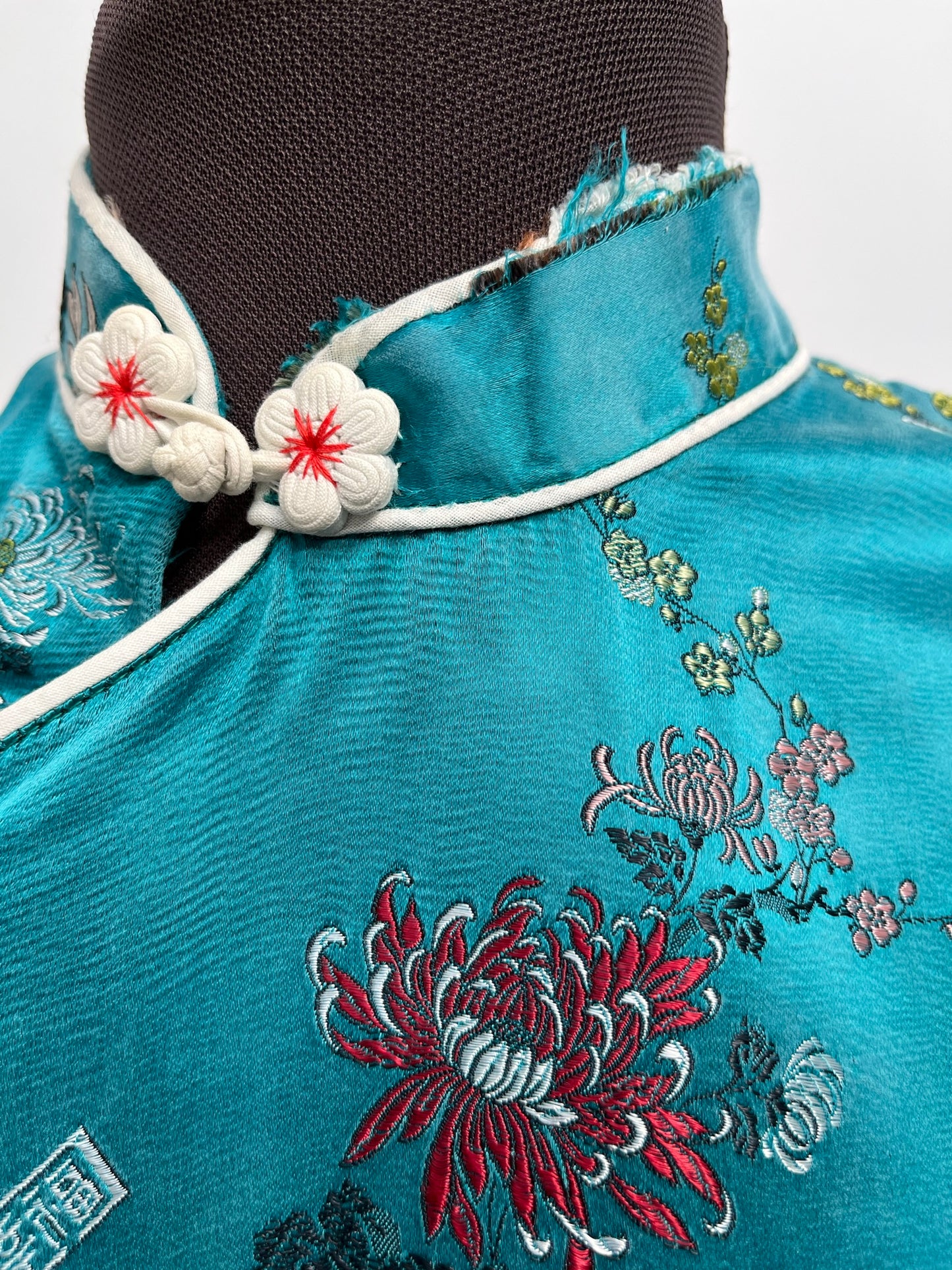 Ladies Vintage Chinese Cheongsam style Turquoise Dress - Traditional Costumes & Clothing