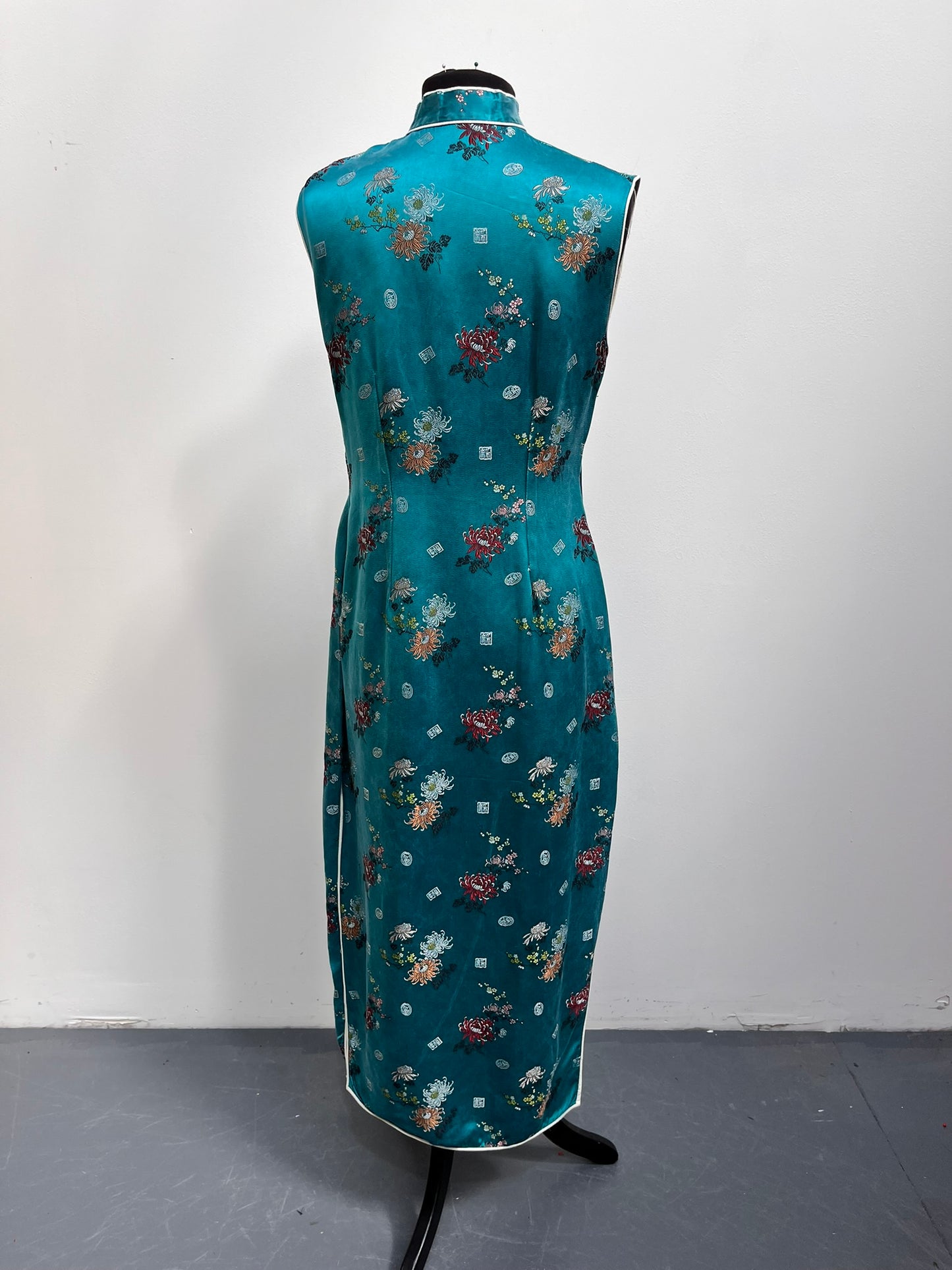 Ladies Vintage Chinese Cheongsam style Turquoise Dress - Traditional Costumes & Clothing