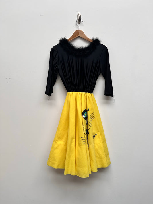 Girls Jitterbug 50s Dress yellow black Age 8-10 yrs