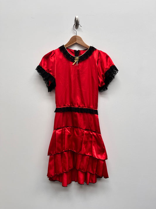 Girls showgirl or spanish lady layered dress red and black Age 10-12