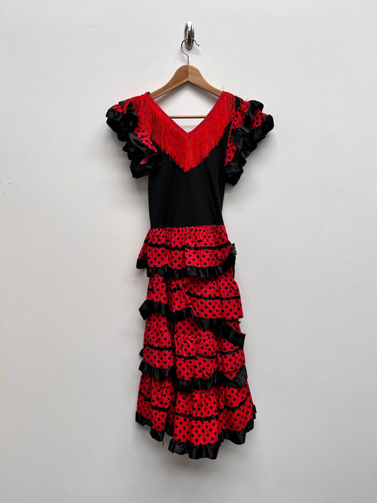 Childs Red and Black Spanish Senorita Dress