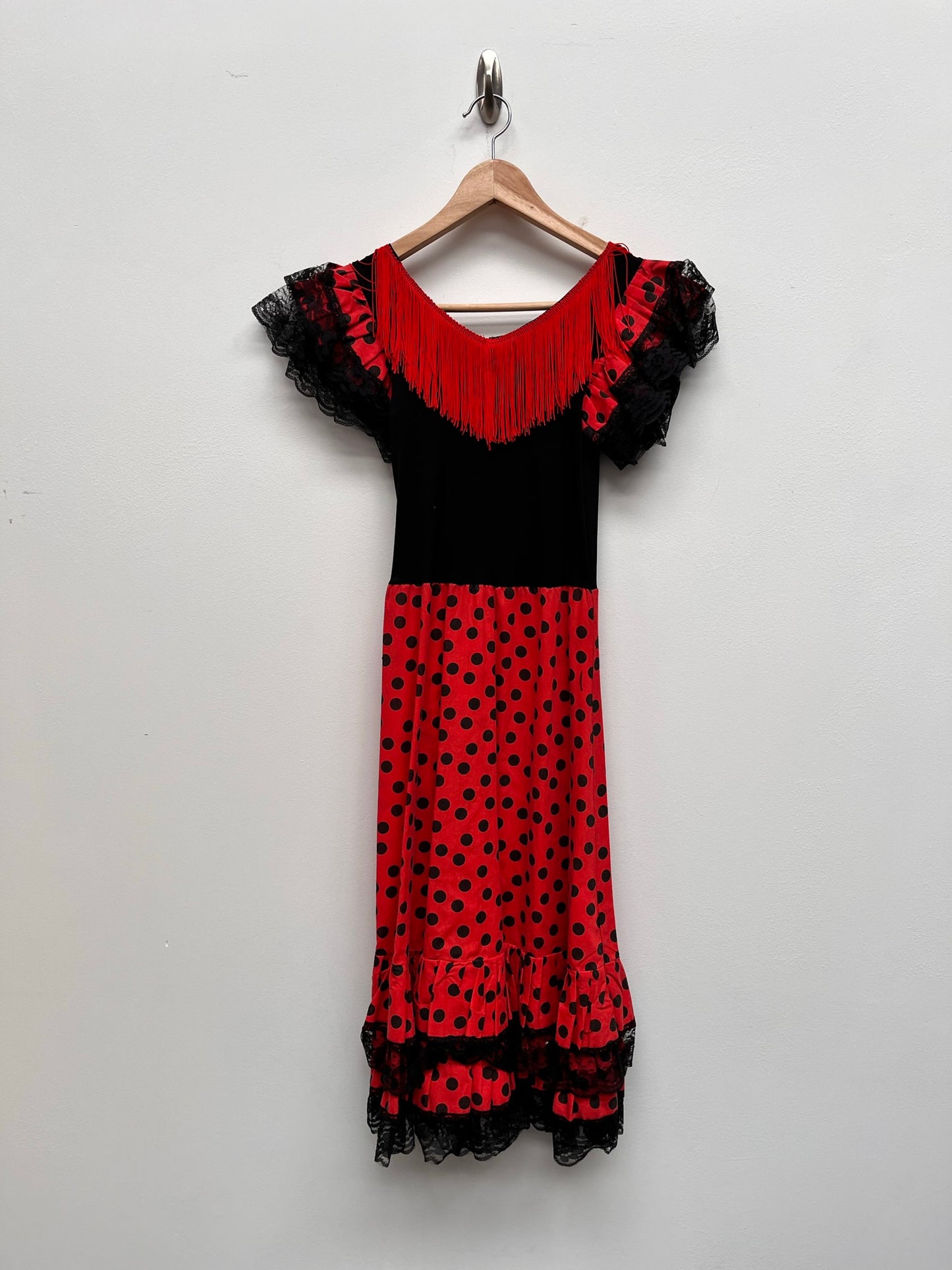 Childs Red and Black Spanish Senorita Dress