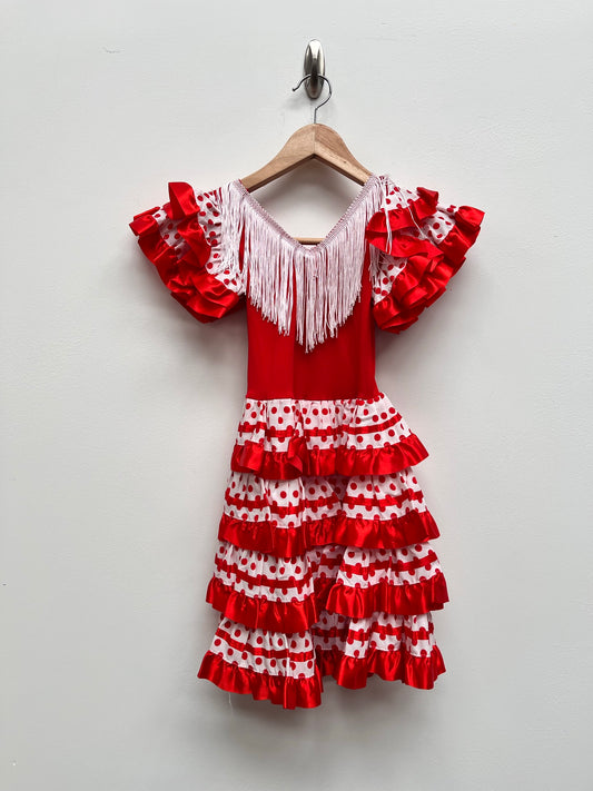 Childs Red and White Spanish Senorita Dress