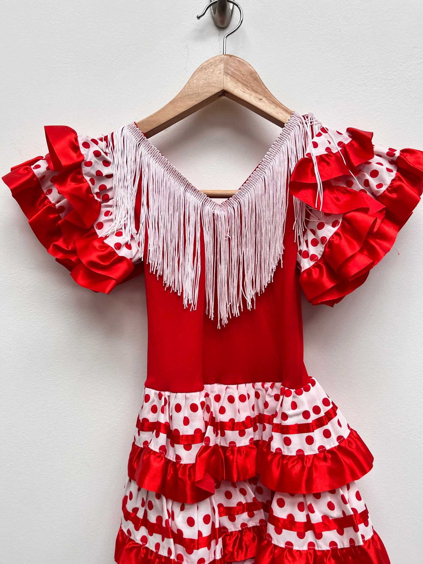Childs Red and White Spanish Senorita Dress