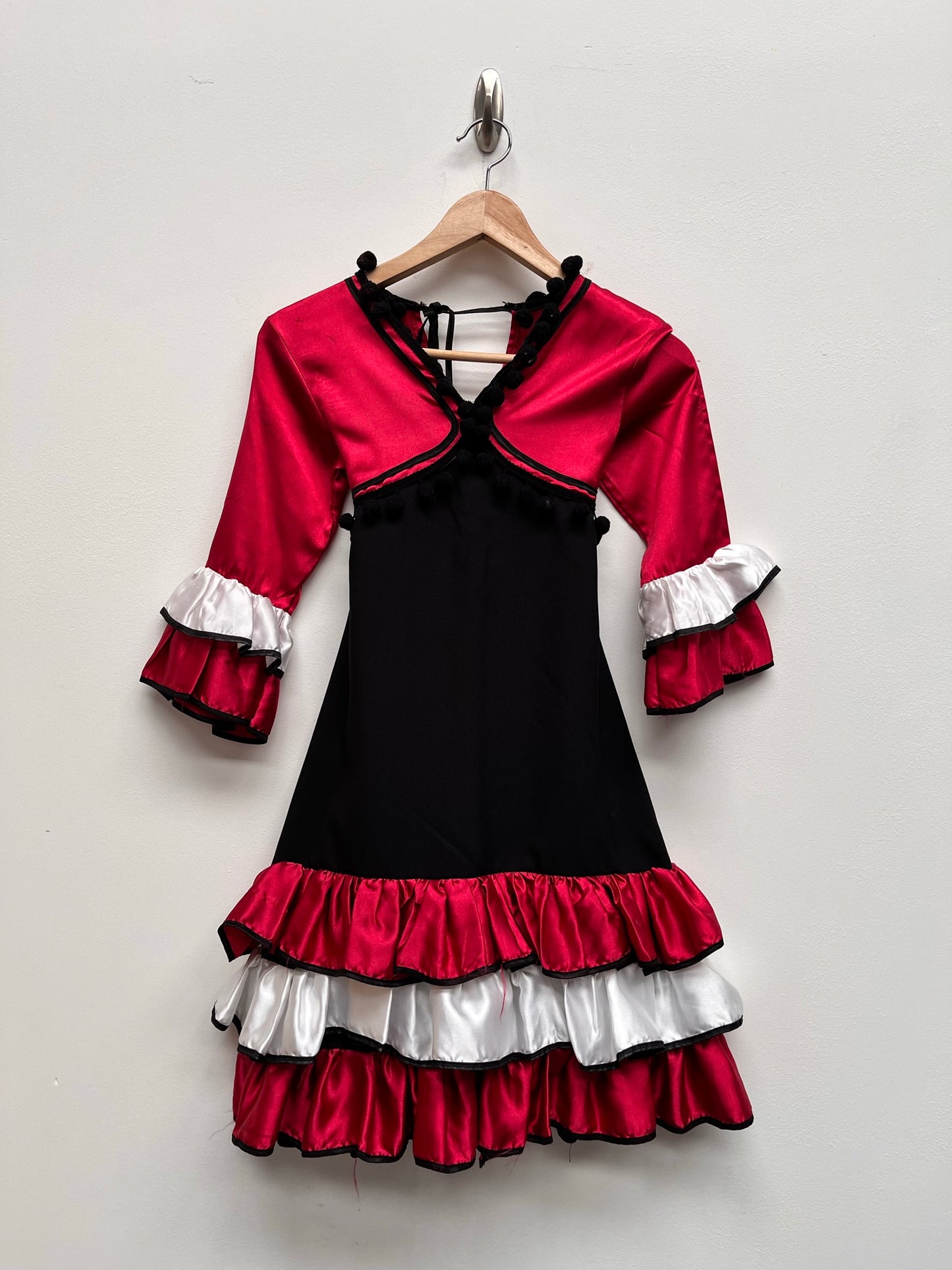 Childs Red, White & Black Spanish Senorita Dress 8 years