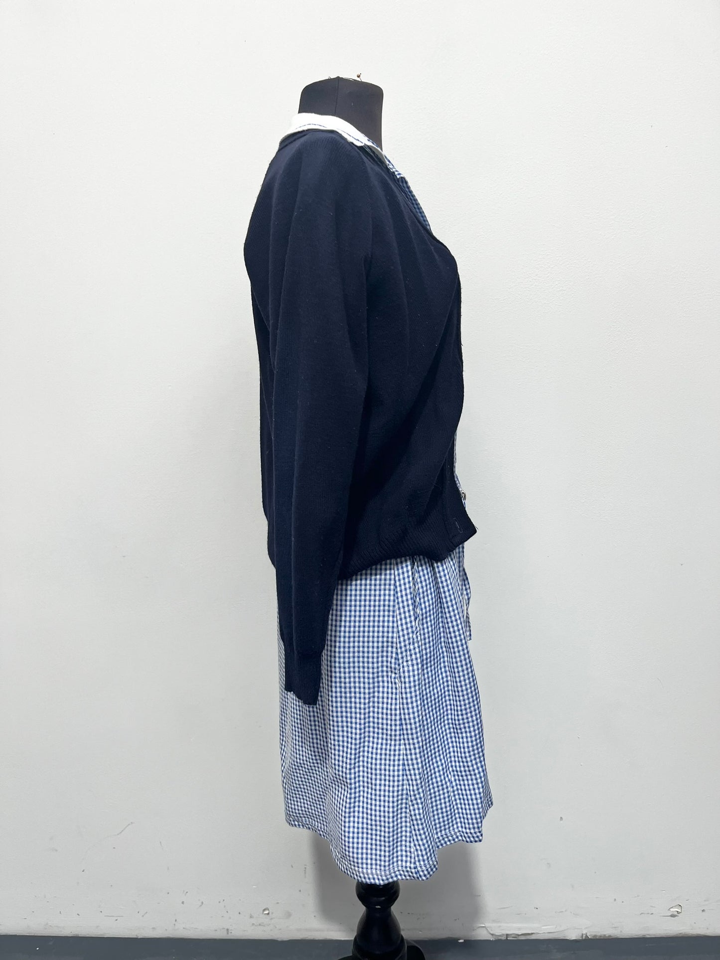 Blue & White School Girl Dress & Cardigan Size 10-12 Ex Hire