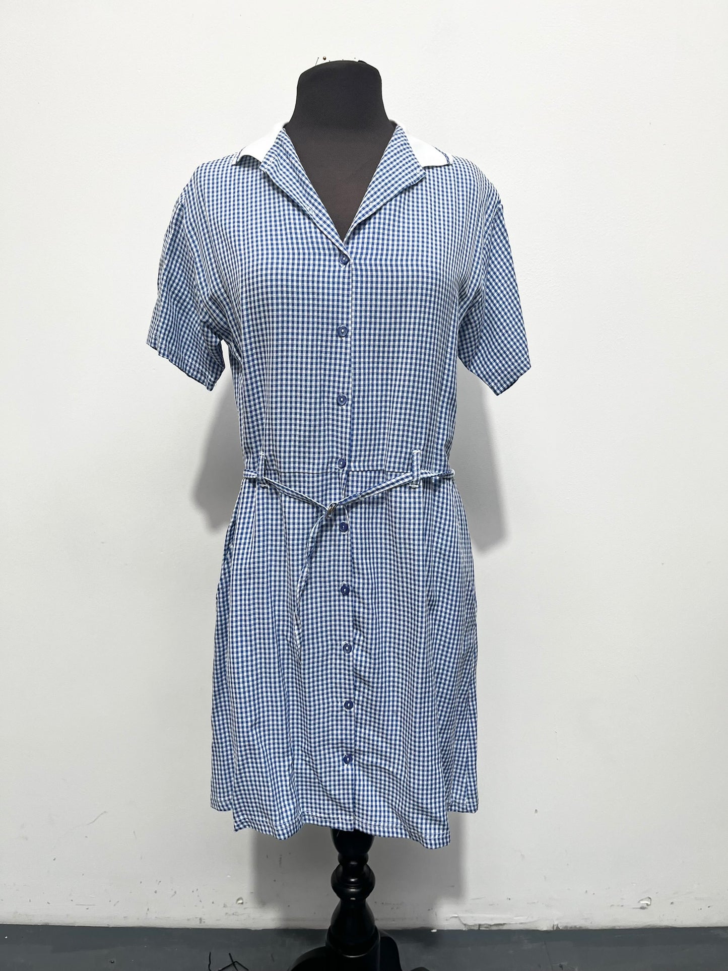 Blue & White School Girl Dress & Cardigan Size 10-12 Ex Hire