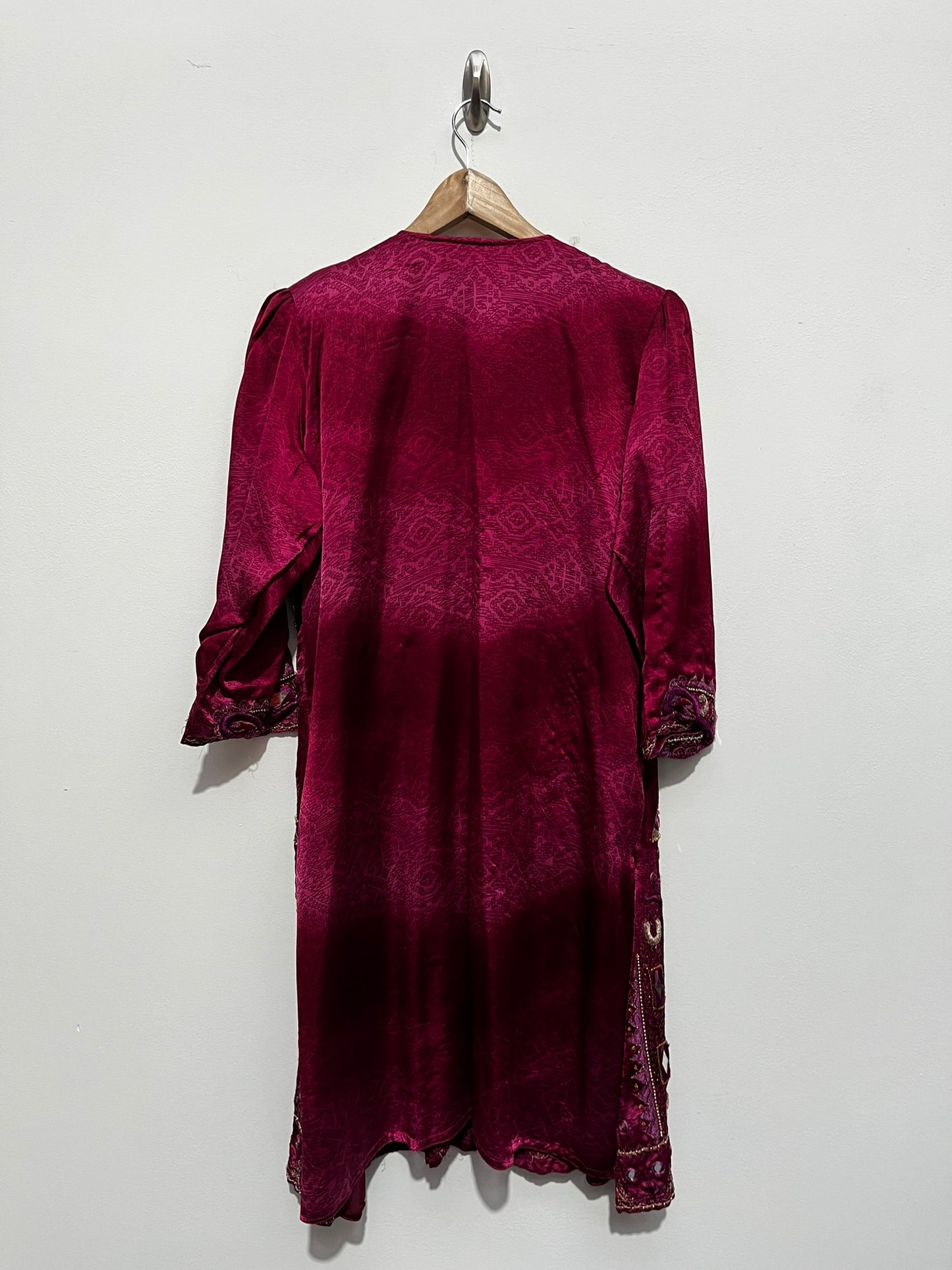 Maroon mirrored kaftan tunic dress Traditional Eastern Asian Moroccan Hippie Size M