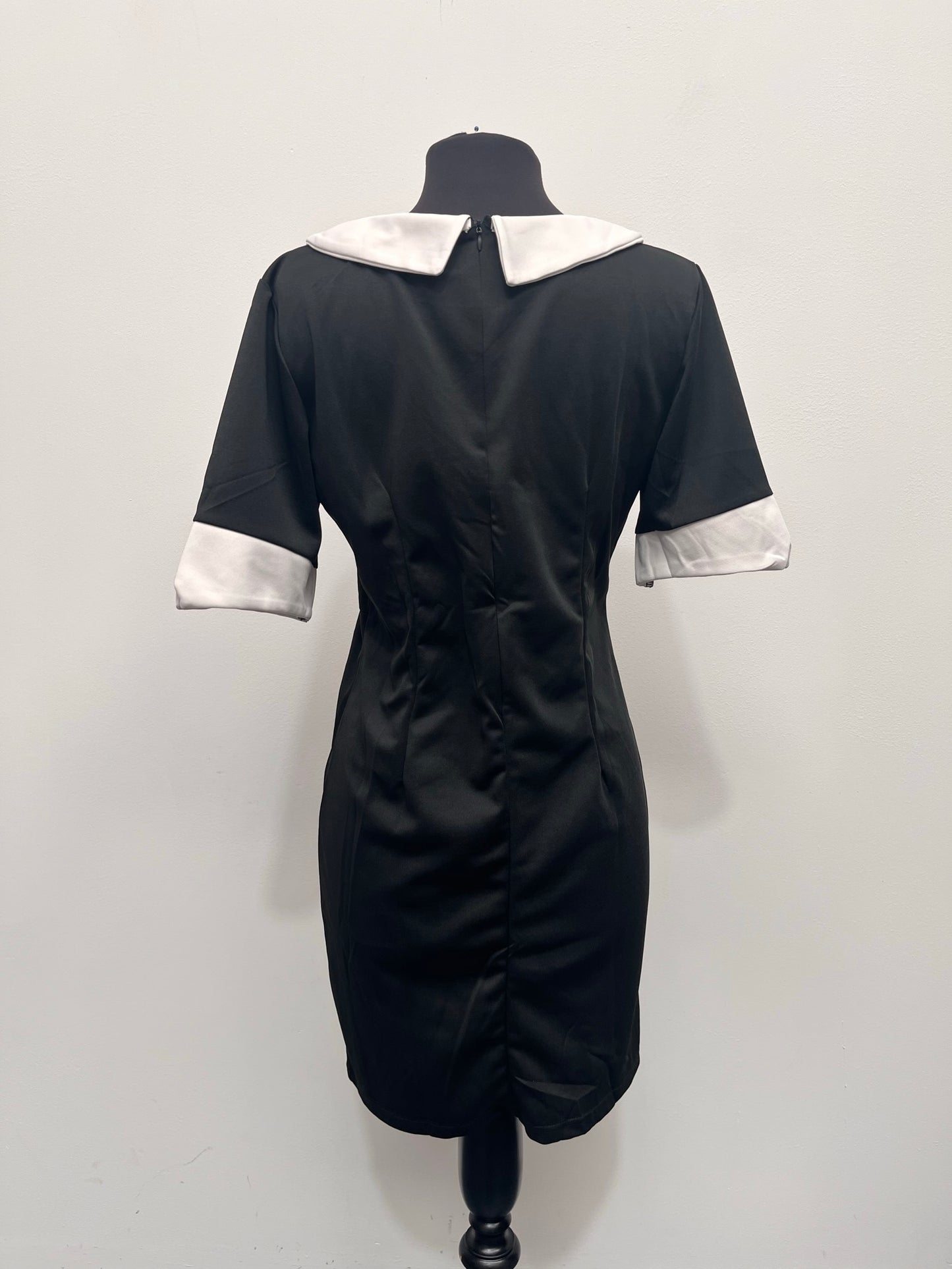 60s 70s Black & White Dress Size 14