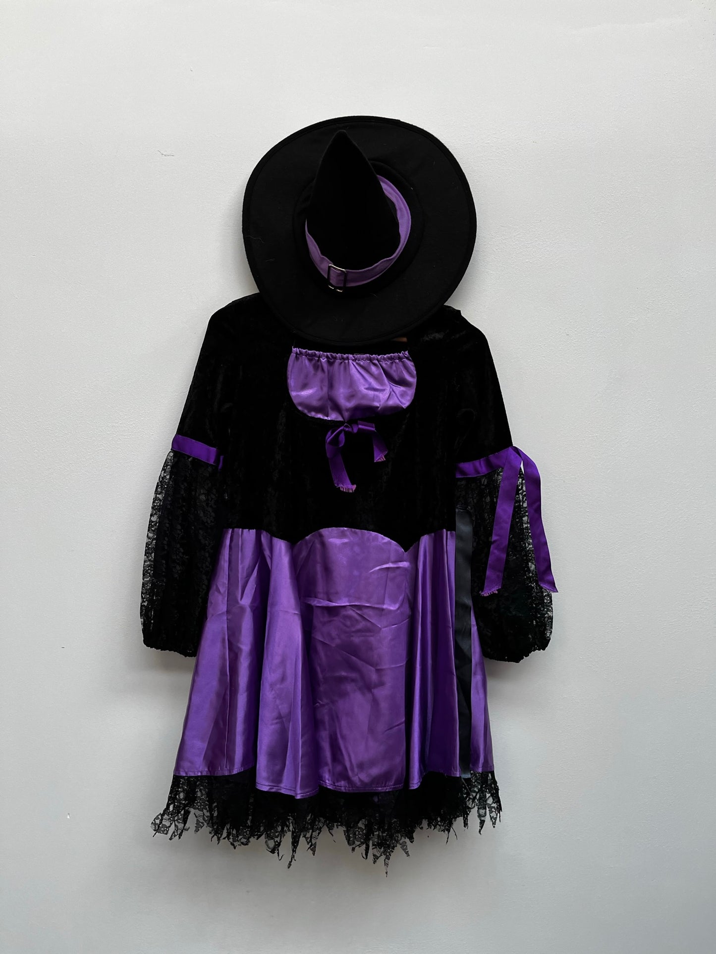 Kids Halloween Black Purple Witch Age 12 years - Ex Hire Fancy Dress Costume