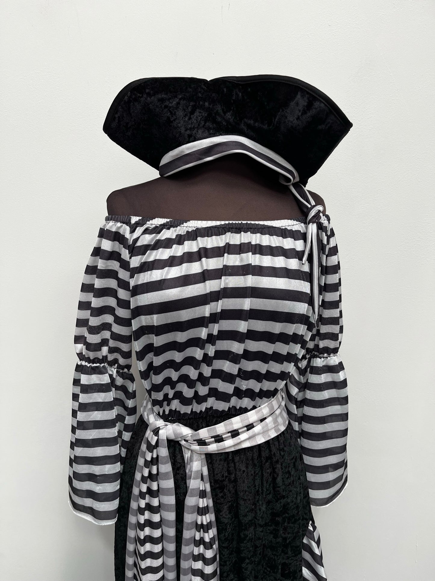 Lady Black White Pirate Costume One Size - Ex Hire