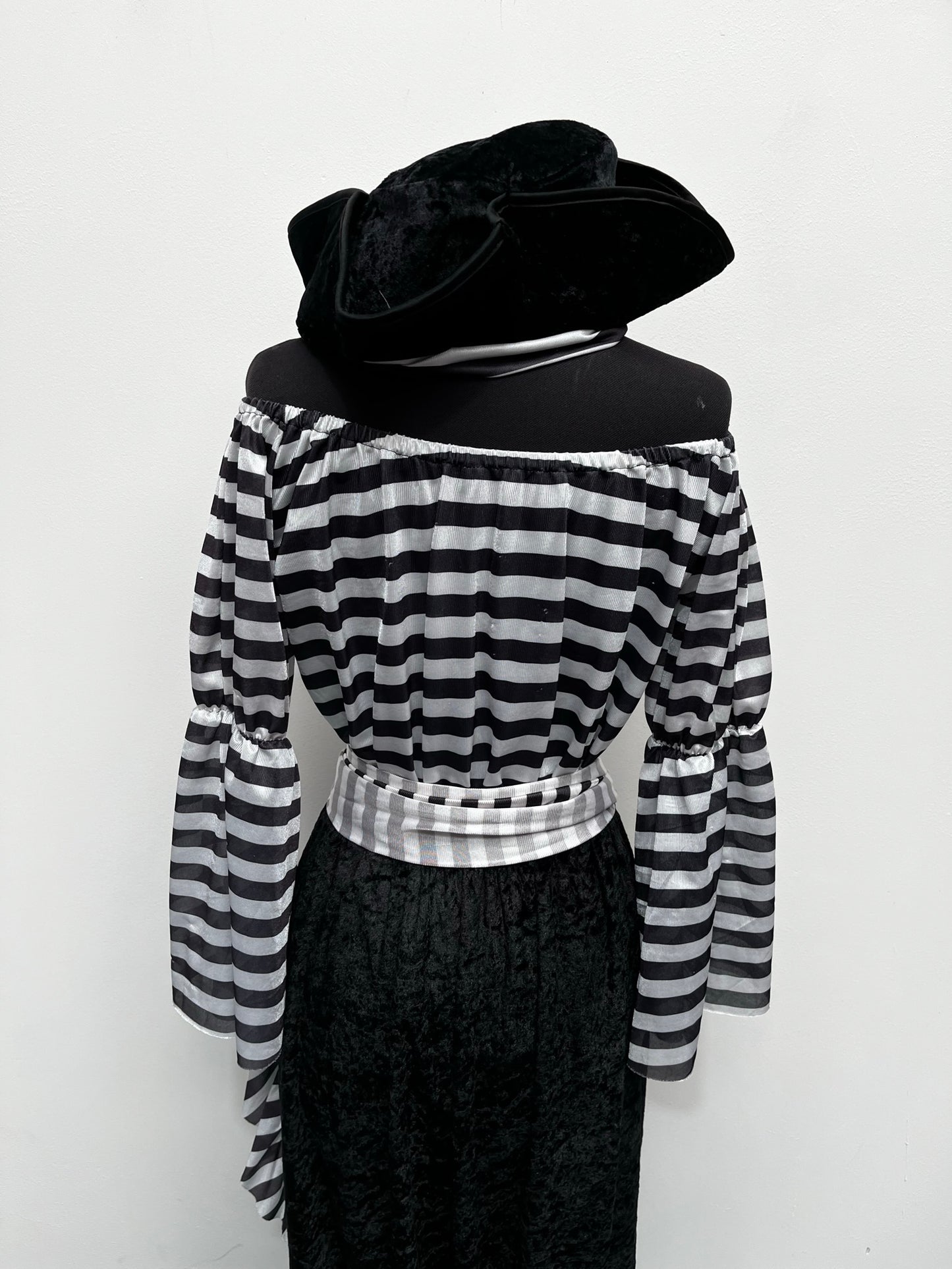 Lady Black White Pirate Costume One Size - Ex Hire