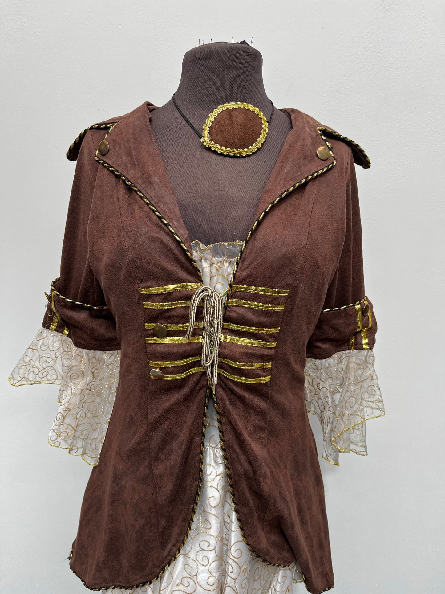 Lady Brown Pirate Costume Size S/M - Ex Hire