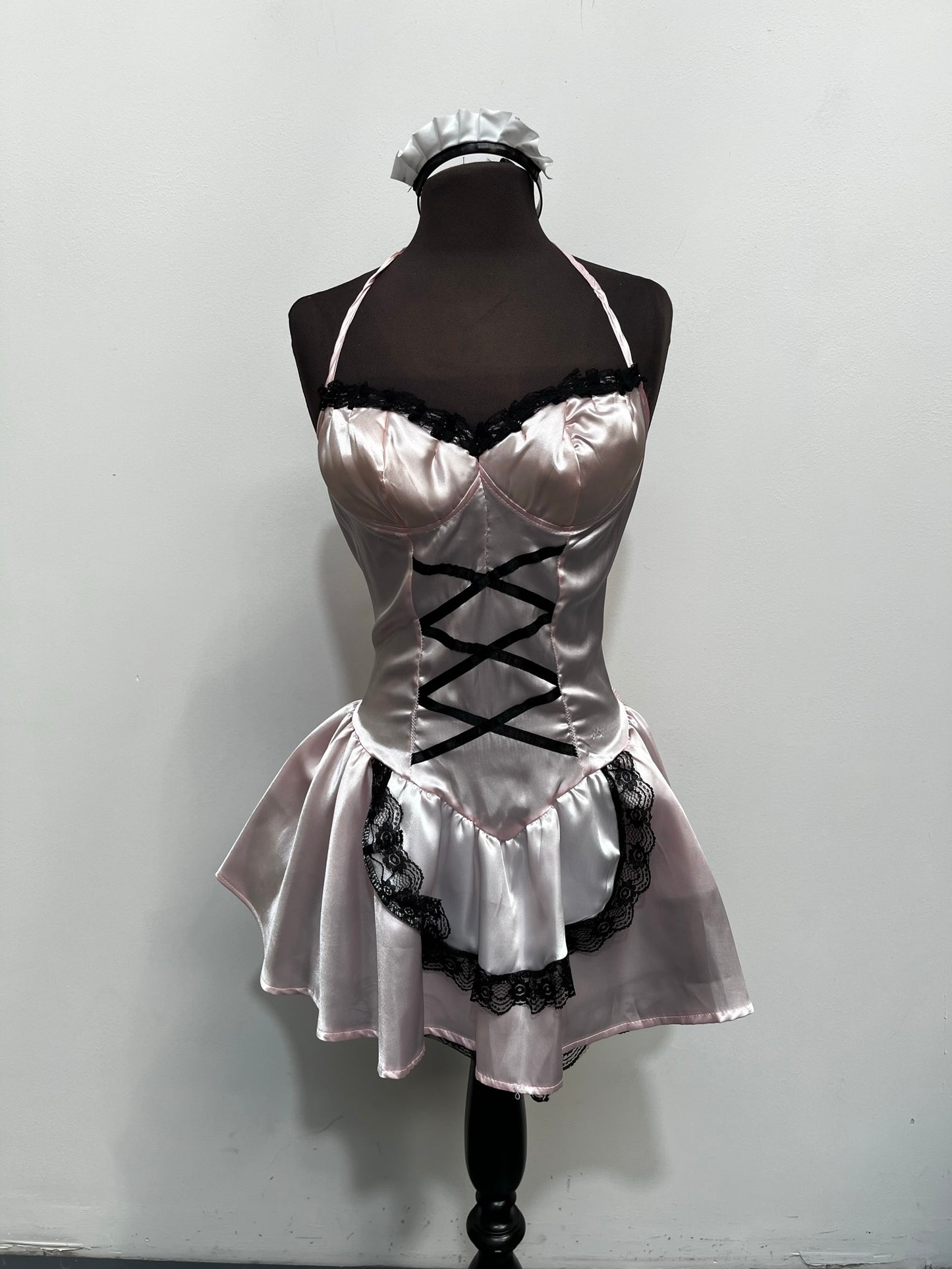 Sexy Pink Satin French Maid Outfit Size 10-14 - Ex Hire