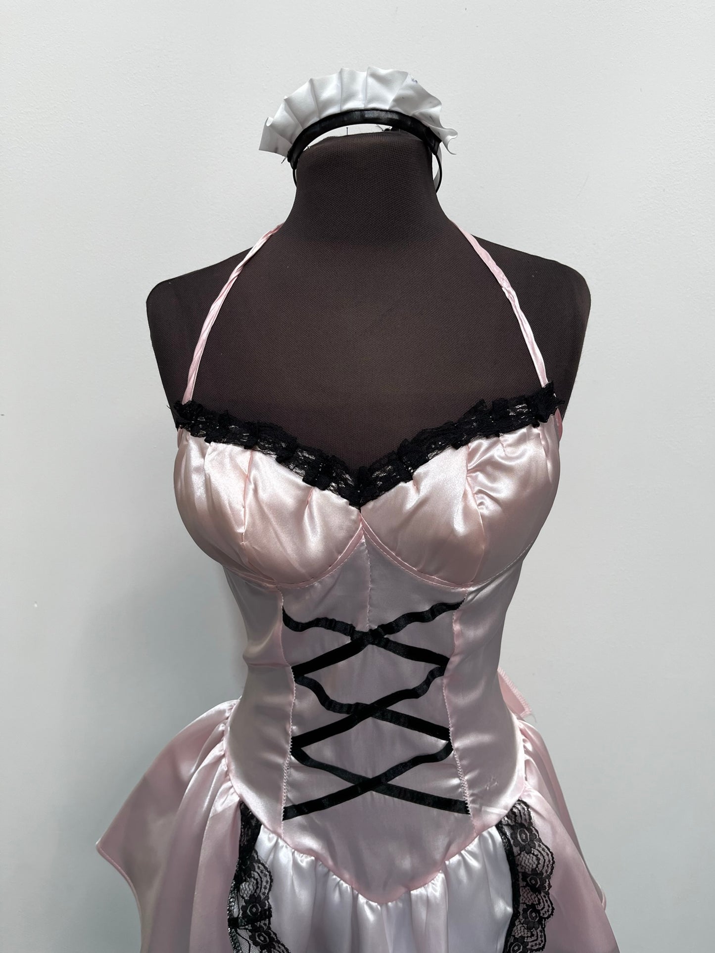 Sexy Pink Satin French Maid Outfit Size 10-14 - Ex Hire