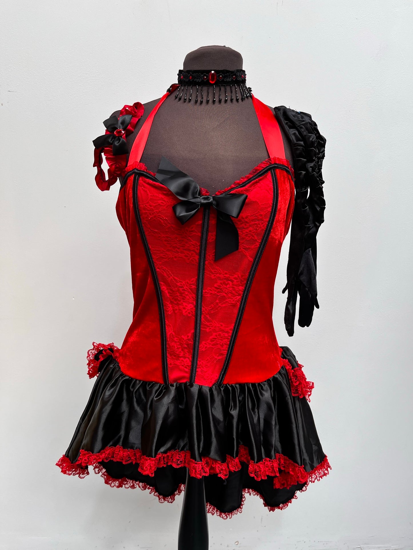 Moulin Rouge Red Black Show Girl Saloon Girl Burlesque Dress Size Large