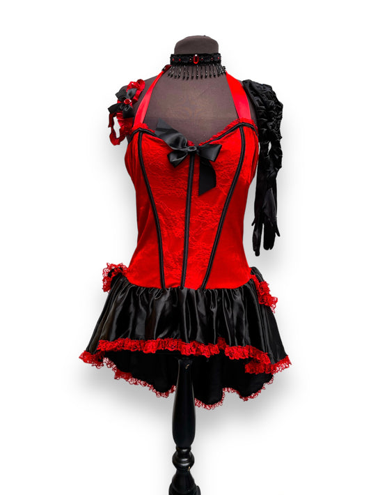 Moulin Rouge Red Black Show Girl Saloon Girl Burlesque Dress Size Large