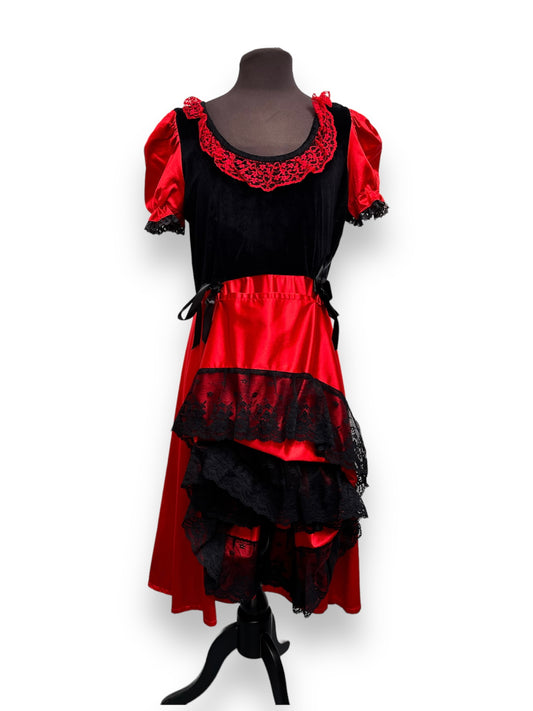 Moulin Rouge Black Red Show Girl Saloon Girl Dress Size 14-16