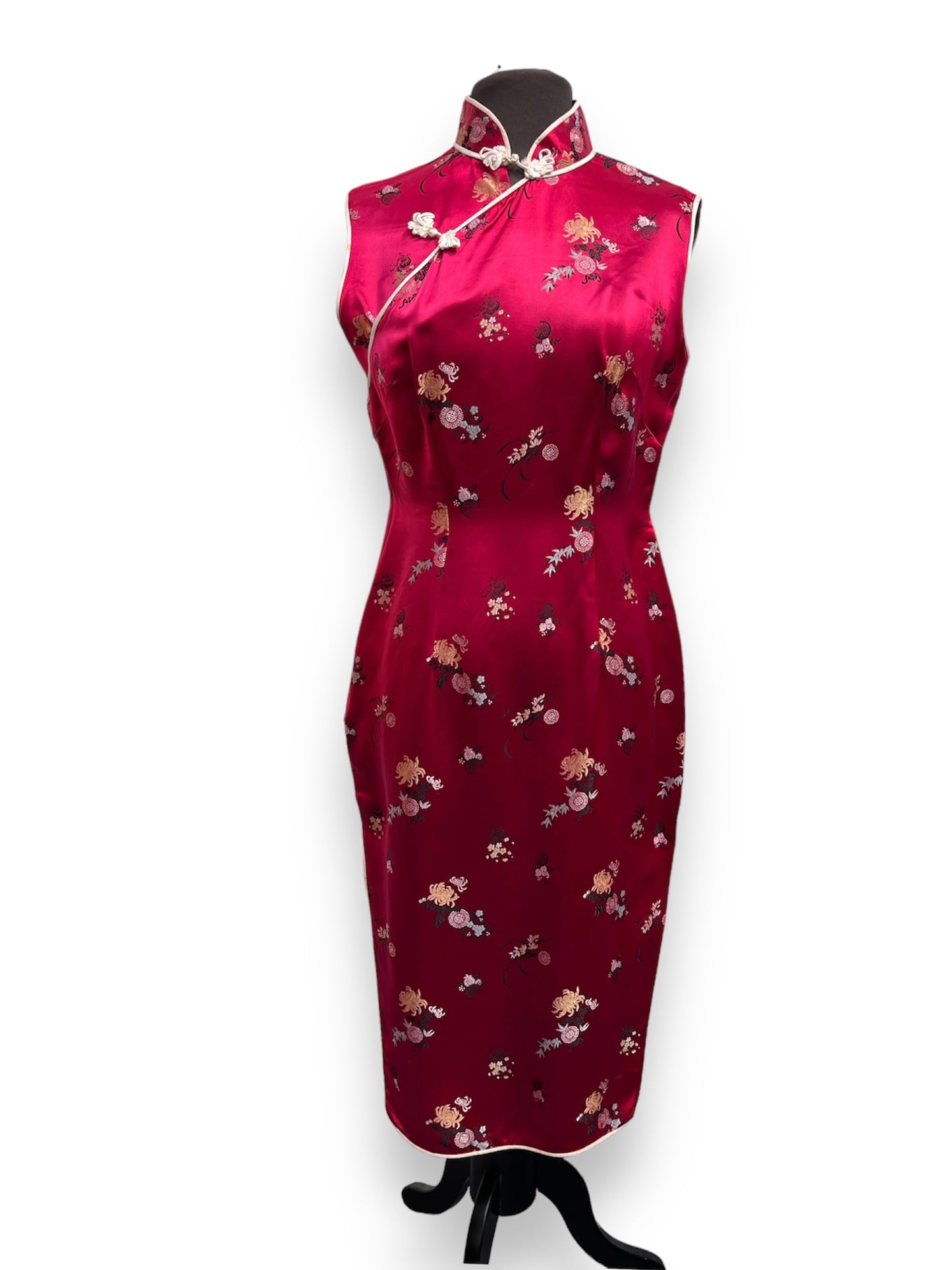 Ladies Vintage Chinese Cheongsam style Red Pink Dress