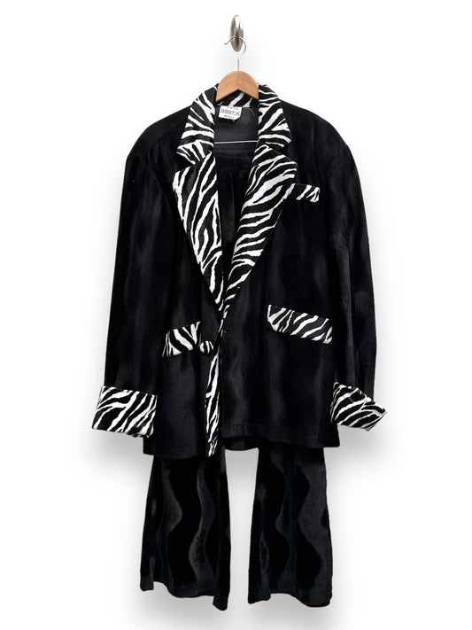 70s style Black Fleece Pimp Suit Zebra print Size Large - Ex hire