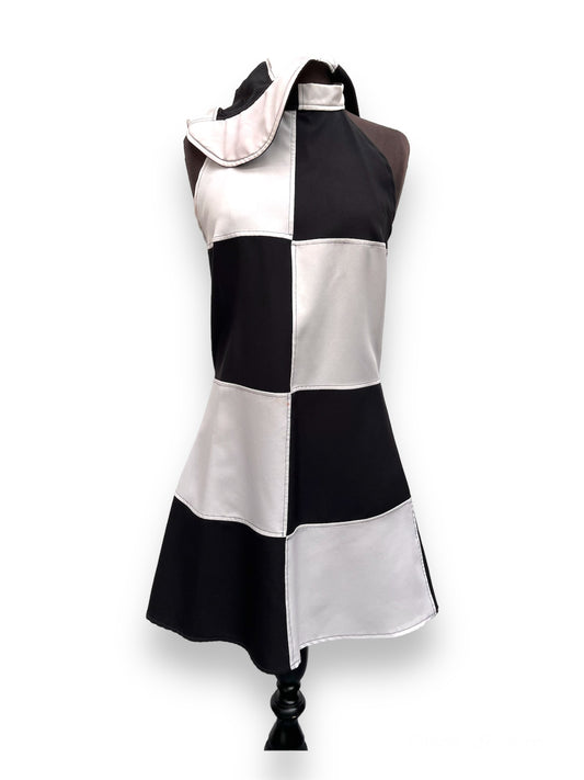 60s 70s Mary Quant Black & White Mod Dress & Cap