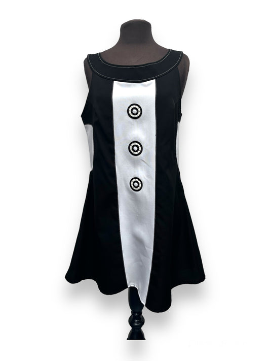 60s 70s Mary Quant Black & White Mod Dress Size Medium