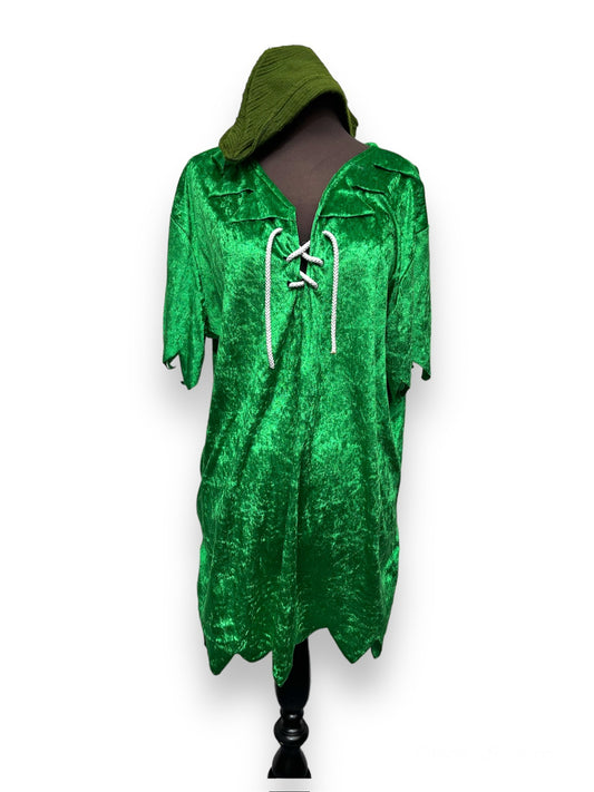 Unisex Green velour Peter Pan Tunic & Hat Size XL