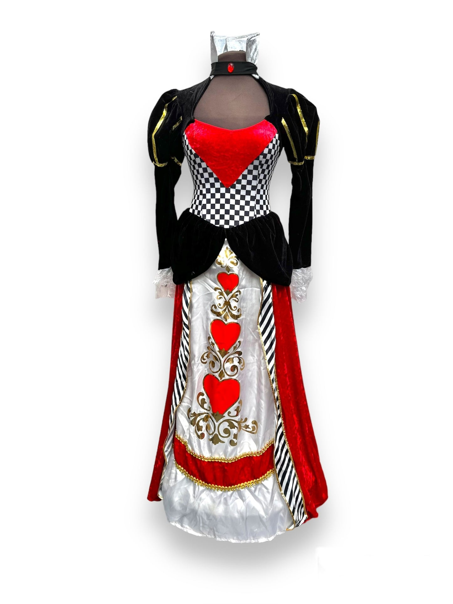 Ladies Wired Long Queen of Hearts Dress Size XS - Ex Hire