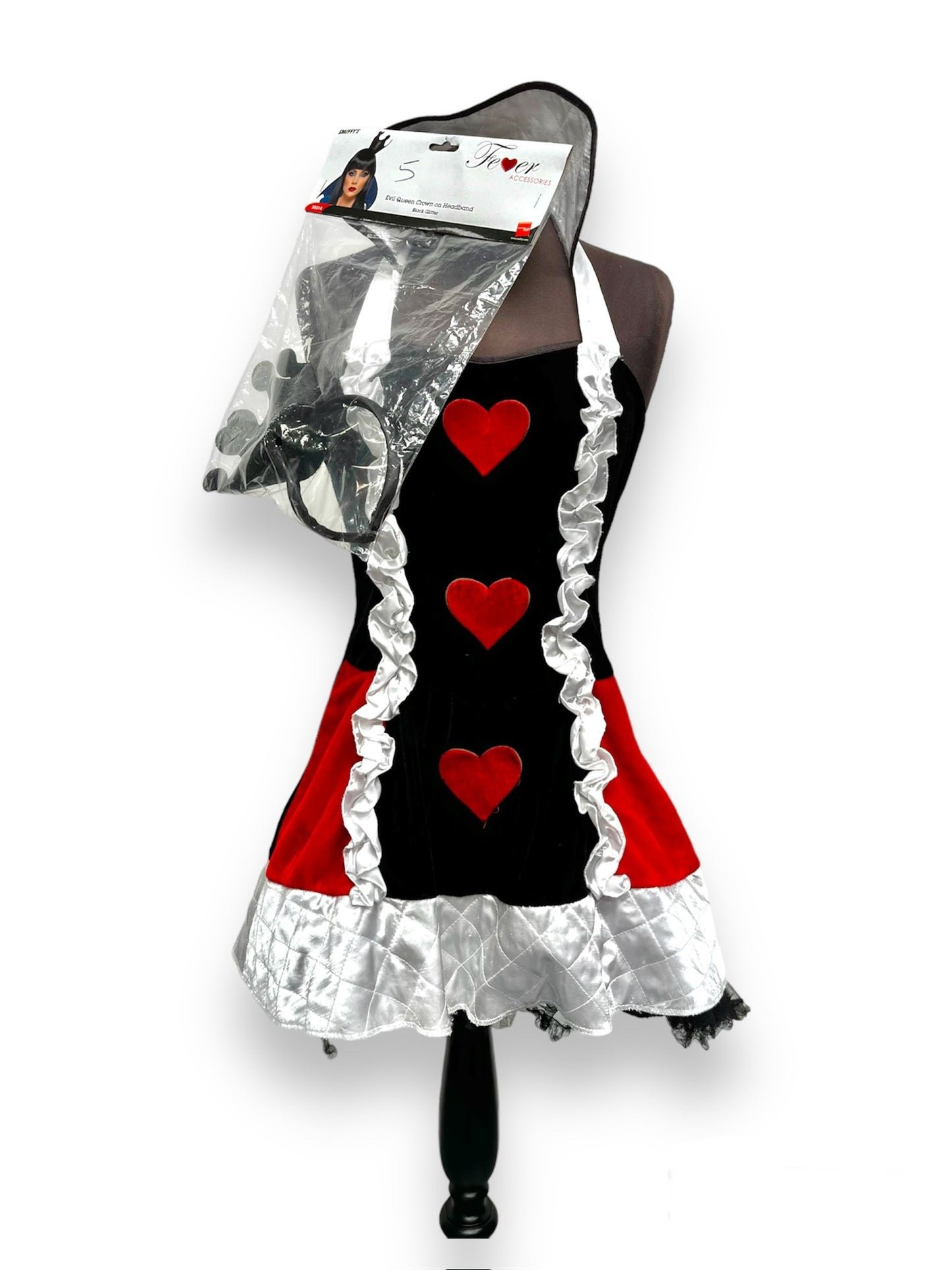 Ladies Black Red White Sexy Queen of Hearts Size 8 - Ex Hire DAMAGED ZIP TAG