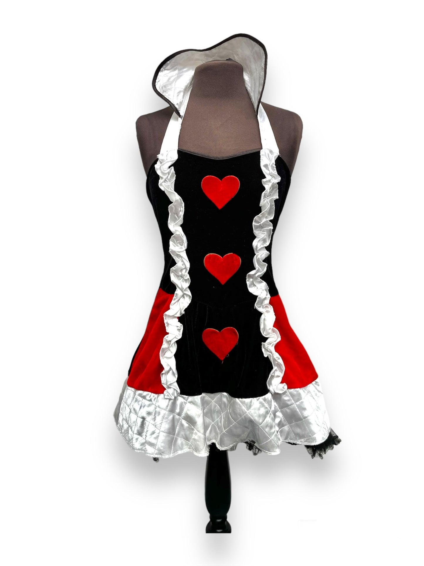 Ladies Black Red White Sexy Queen of Hearts Size 8 - Ex Hire DAMAGED ZIP TAG