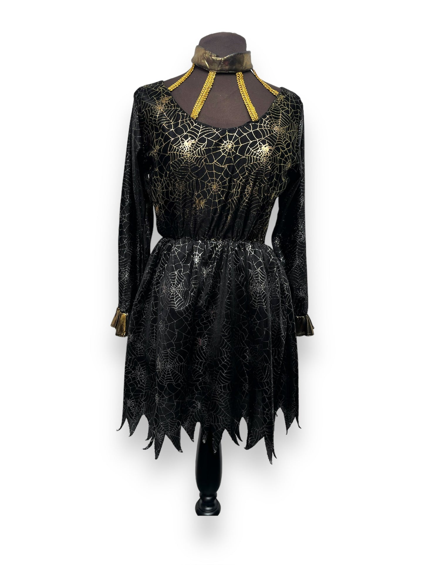 Black Gold Halloween Witch Outfit Size 10 EUR36 - Ex Hire