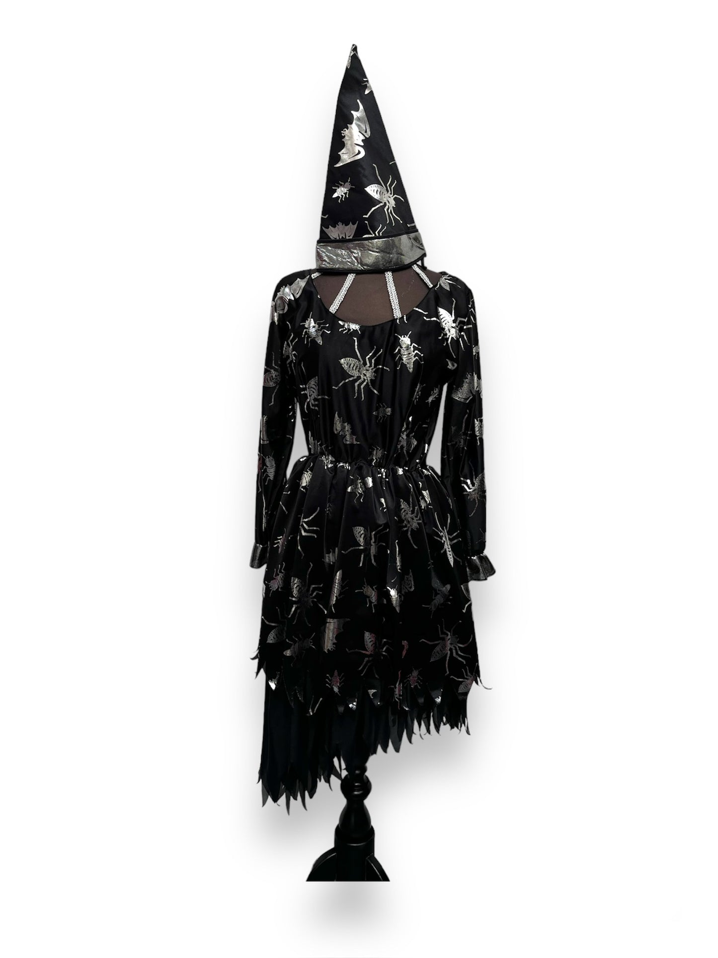 Halloween Witch Wizard Black Silver Dress Size 14 - Ex Hire Fancy Dress Costume