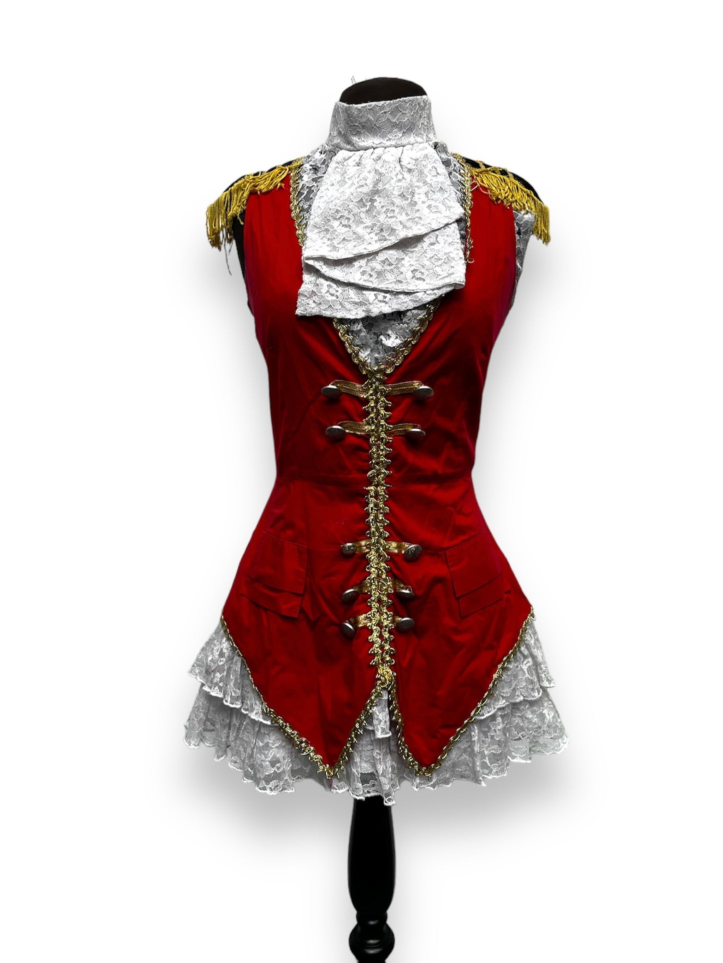 Red lady Pirate short dress & lace blouse Size Small - Ex Hire