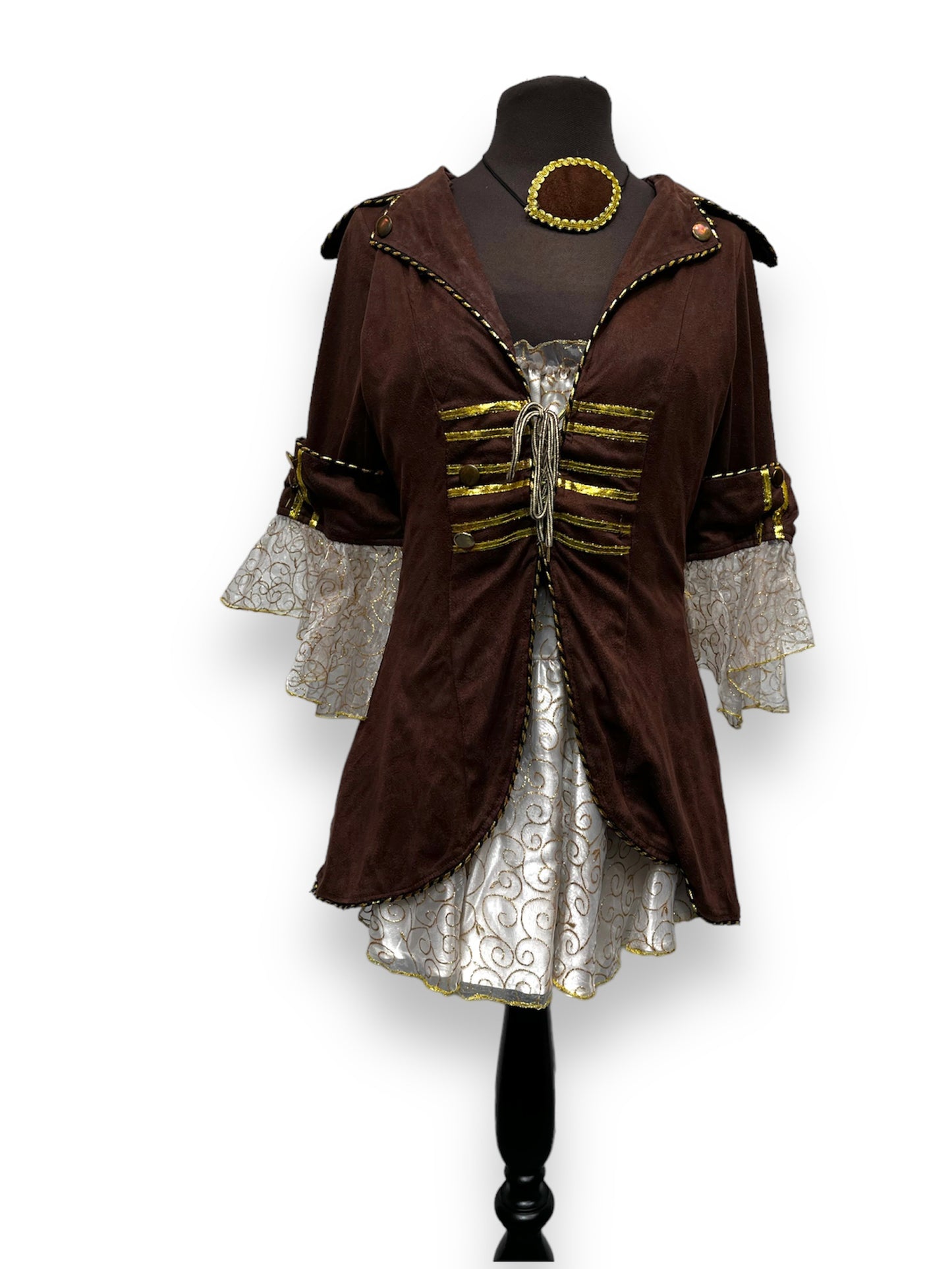 Lady Brown Pirate Costume Size S/M - Ex Hire