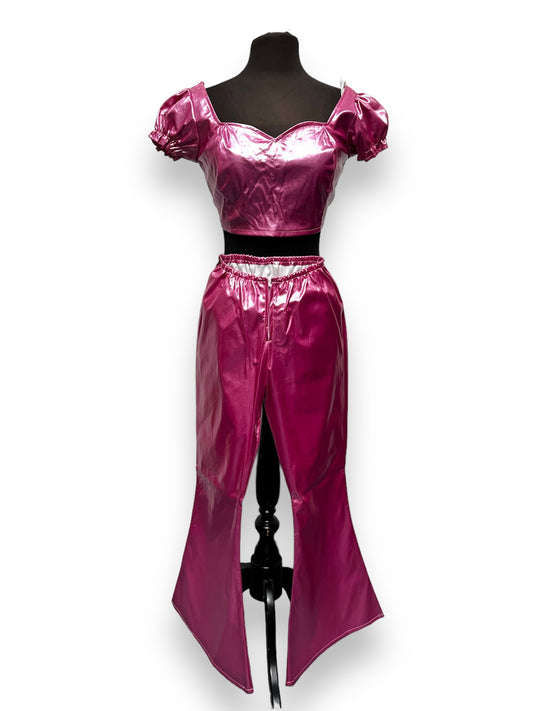 60s-70s Pink PVC 2 piece outfit Barbie Size 10-12 - Ex Hire