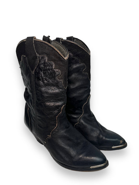 Ladies Black Cowboy Boots Size 3-4 Cowgirl Ex Hire