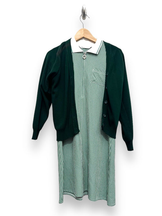 Green White School Girl Dress & Cardigan Size  2XS - Ex Hire