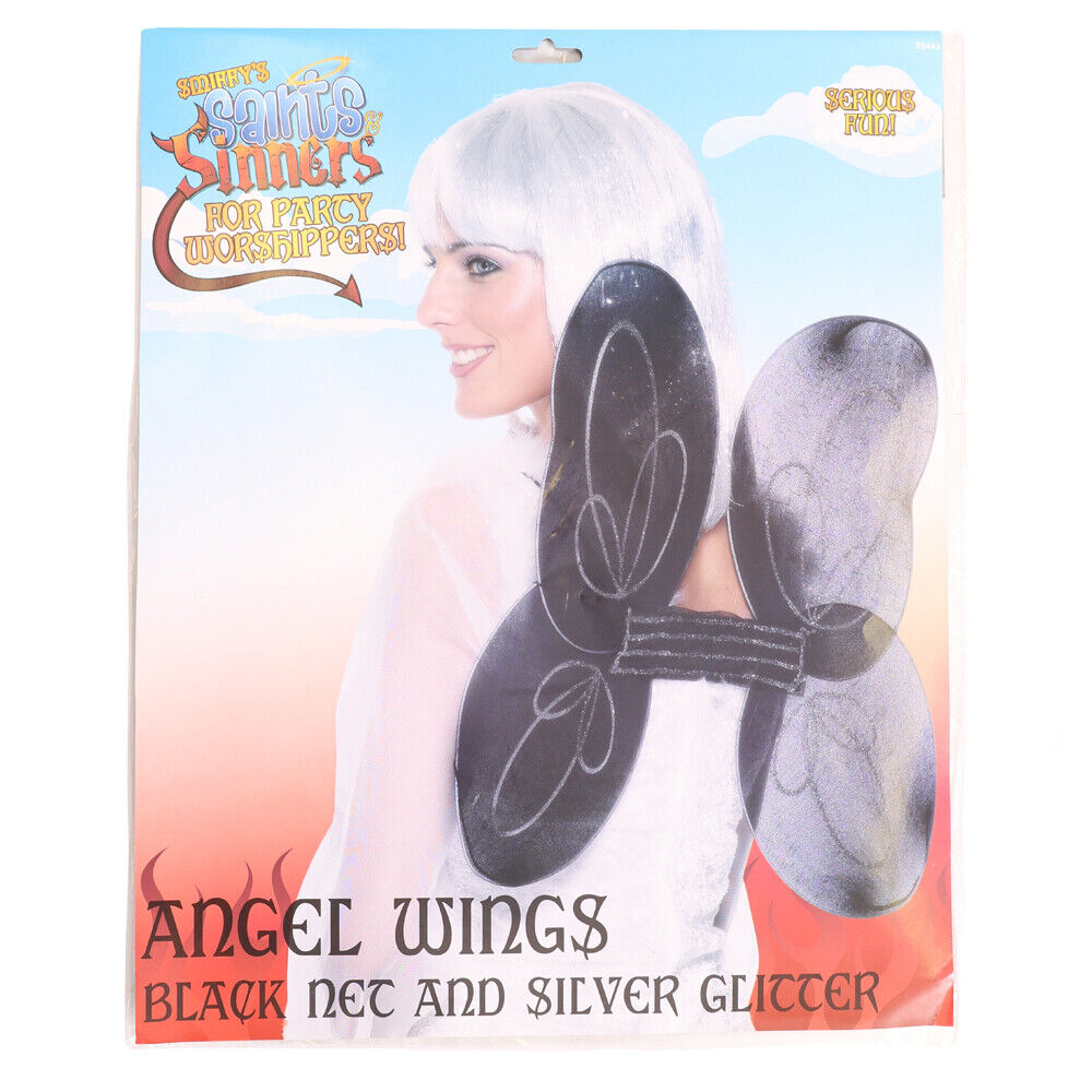 NEW Smiffys 25443 Saints & Sinners Black Angel Wings