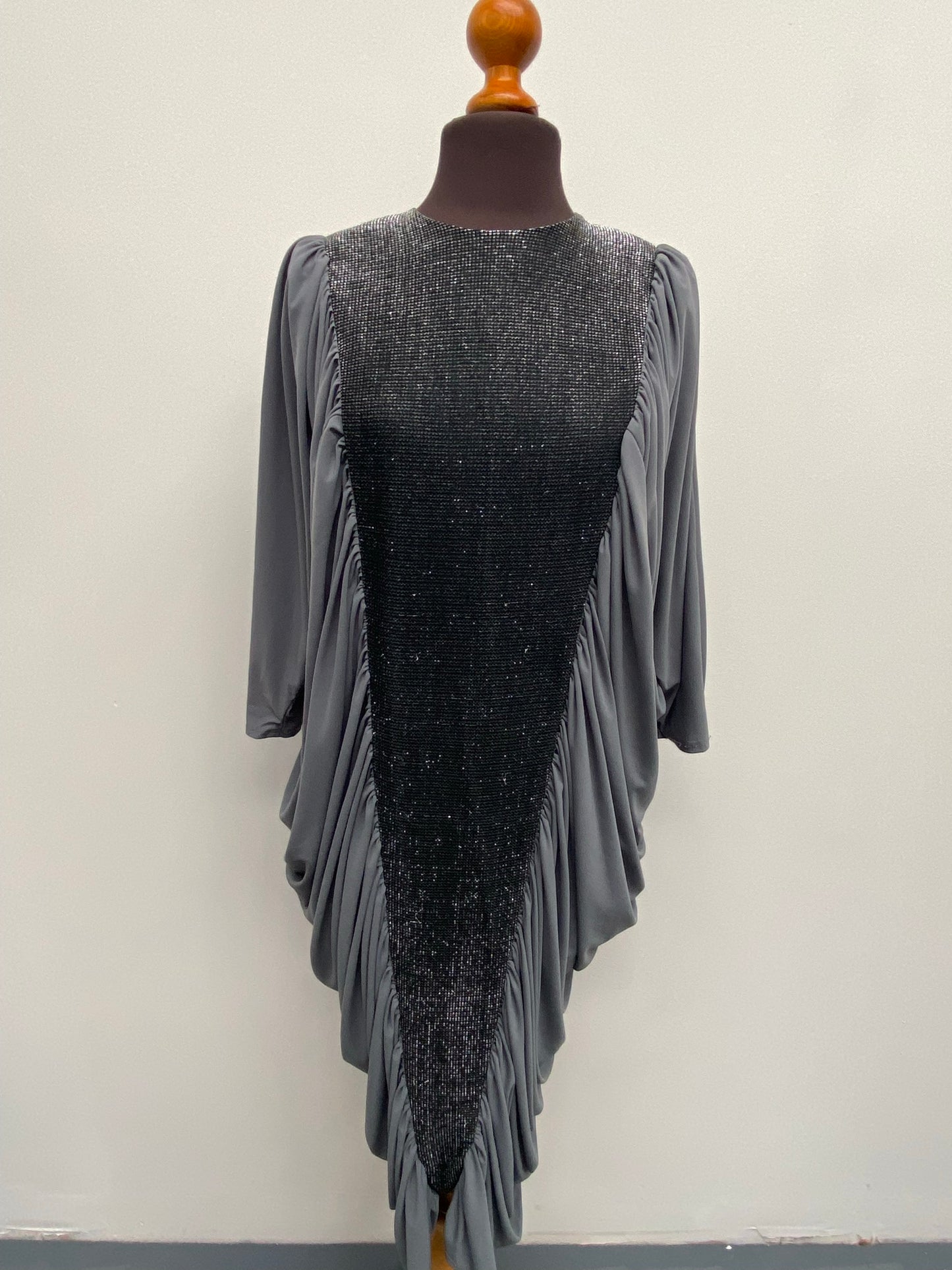 Vintage Green/Grey Black sparkly evening dress Size Medium - Vintage Clothing