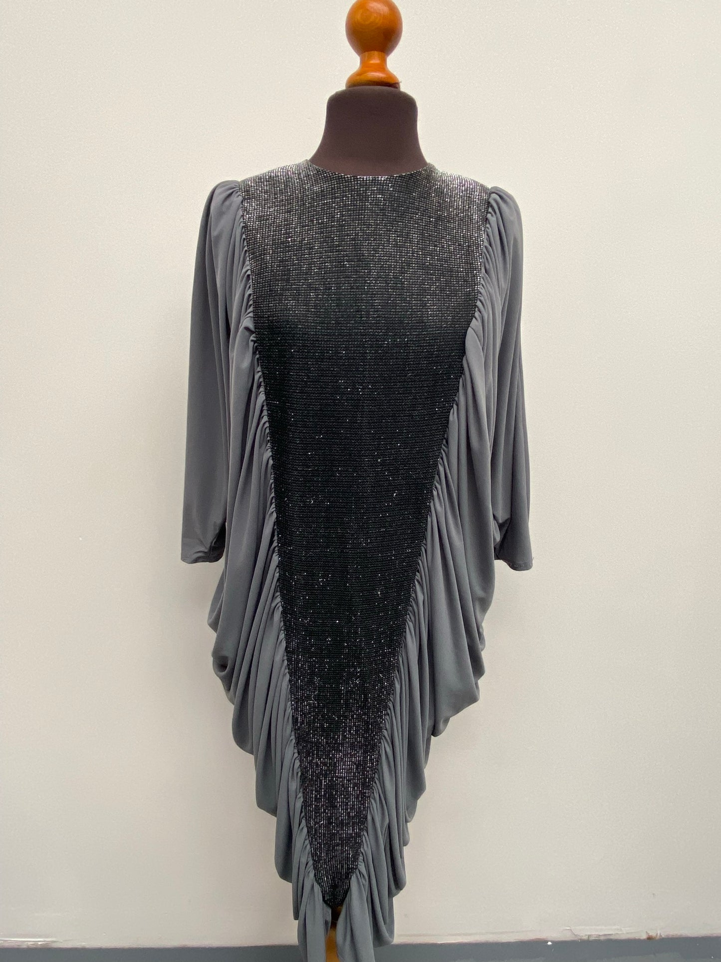 Vintage Green/Grey Black sparkly evening dress Size Medium - Vintage Clothing