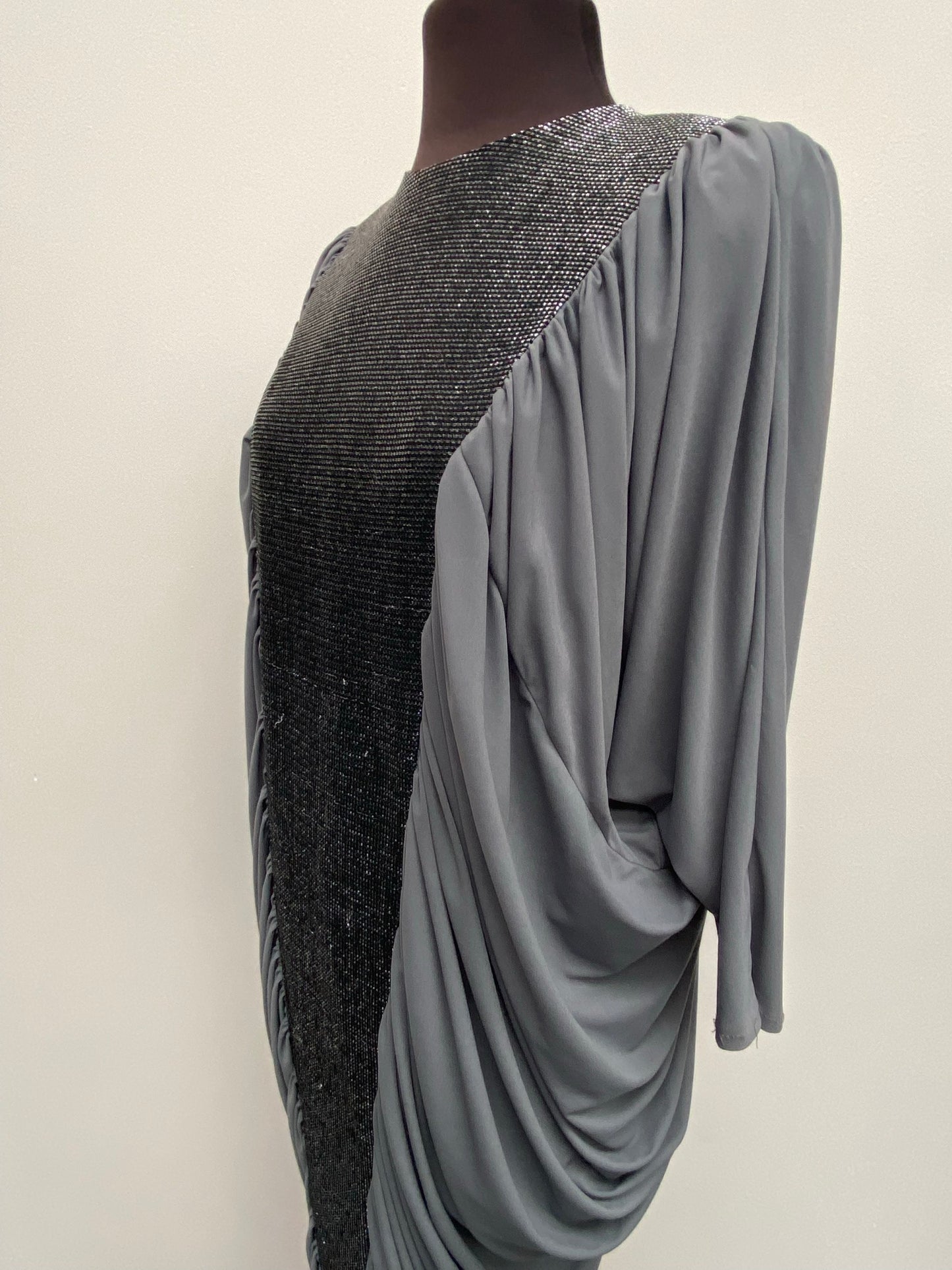 Vintage Green/Grey Black sparkly evening dress Size Medium - Vintage Clothing